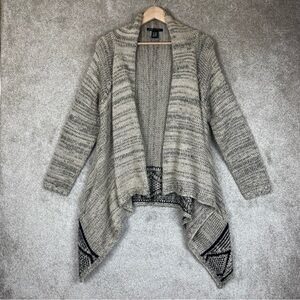 BCBG Maxazria Cardigan Womens Large Tan Black Open Front Long Sleeve- 4278